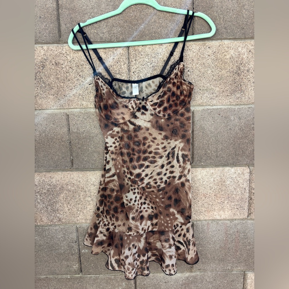 Y2k Leopard Print Spaghetti Strap Dress